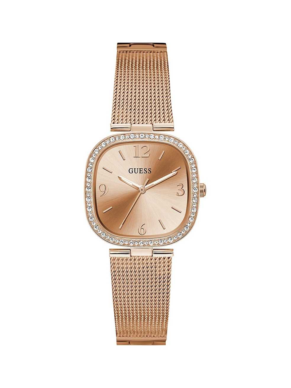 Guess Montre analogique à mailles milanaises rose doré