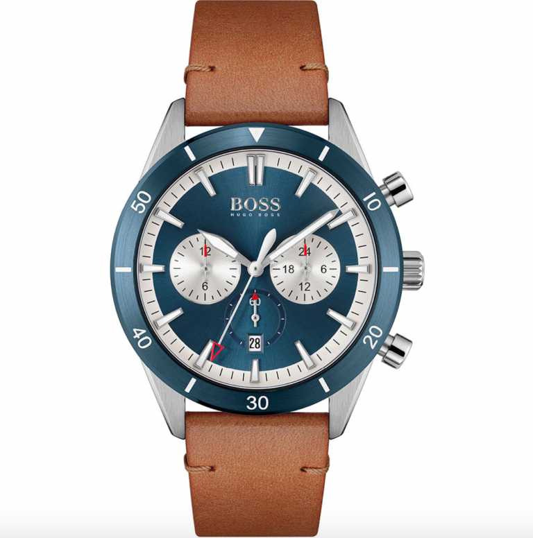 Hugo Boss Santiago pour homme en cuir tabac