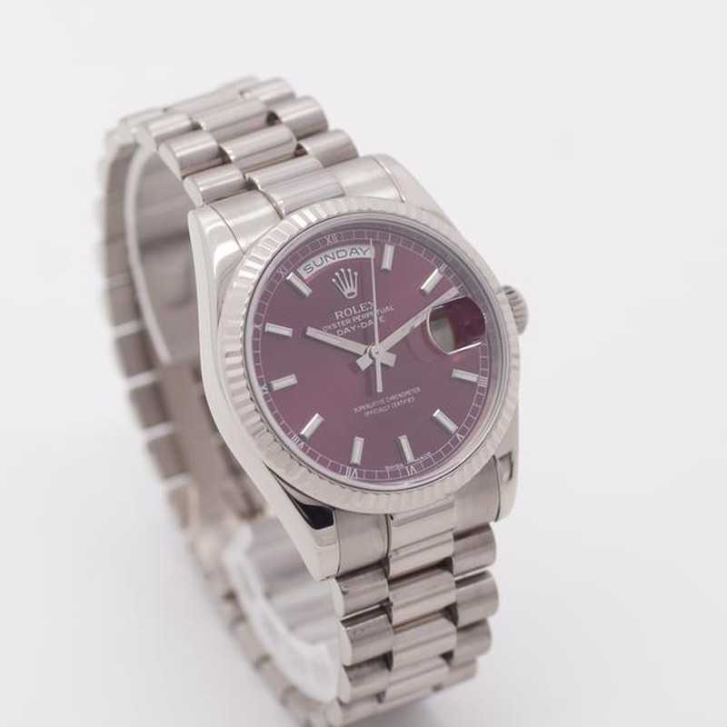 Rolex Day-Date 36 Cadran Rouge Cerise Platine