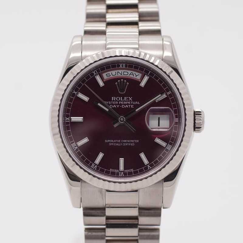 Rolex Day-Date 36 Cadran Rouge Cerise Platine