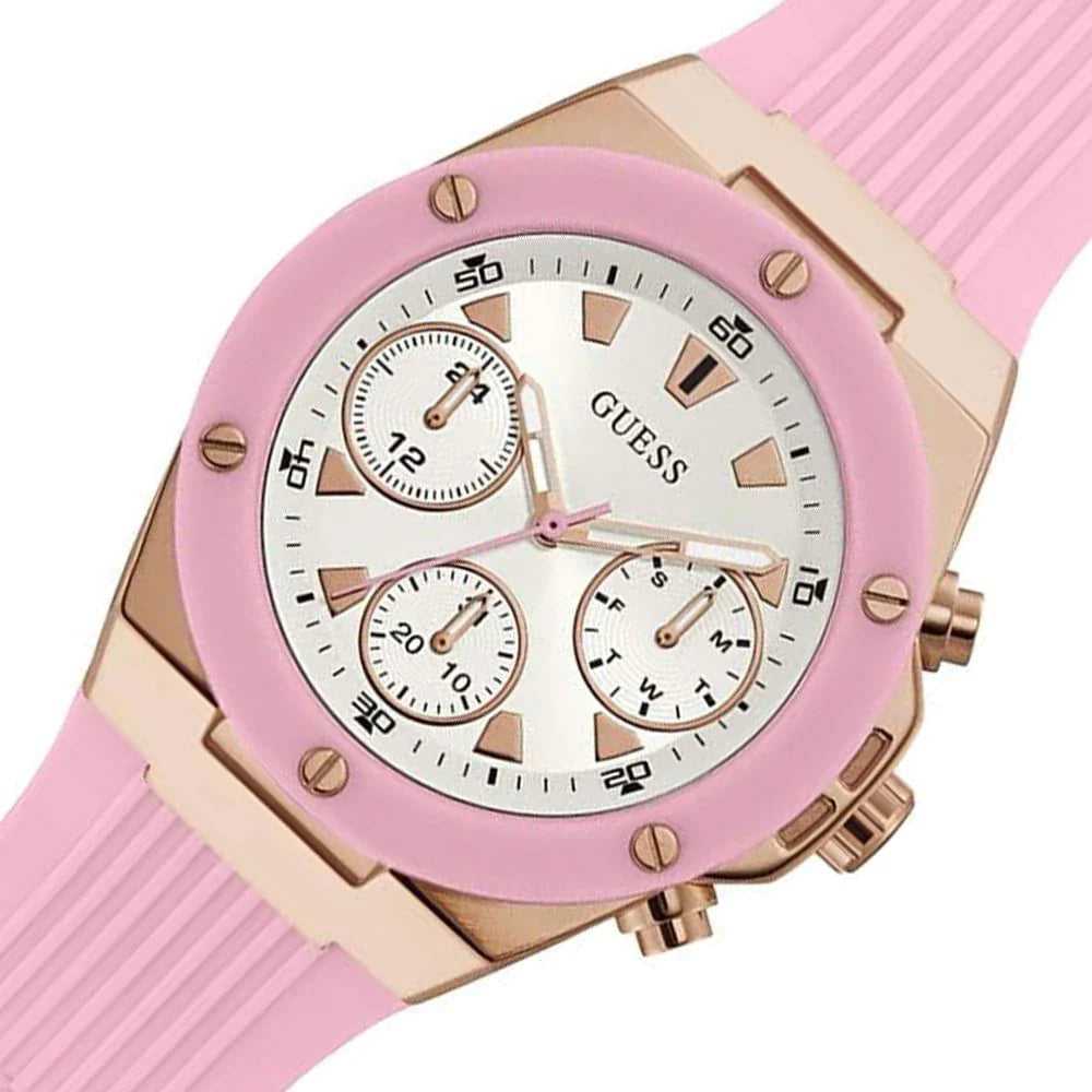 Montre Guess Athena pour femme avec cadran blanc et rose
