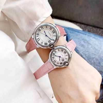 Montre Cartier Ballon Bleu en Cuir Rose pour Femme WSBB0002