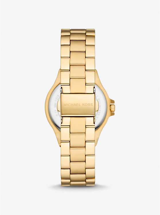 MK Petite montre Lennox dorée à pierres pavées
