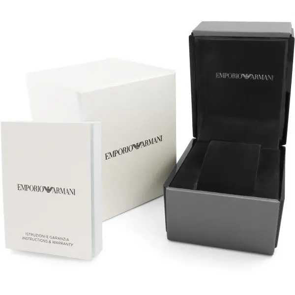 Montre Emporio Armani GMT double fuseau horaire en acier inoxydable argenté pour homme