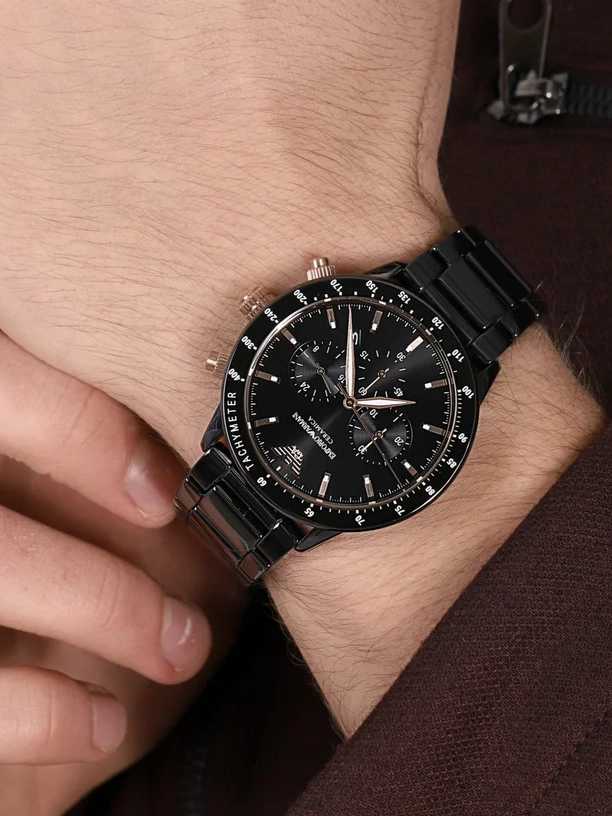 Montre chronographe Emporio Armani Ceramica noire pour homme