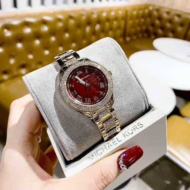 Montre Femme Michael Kors Tibby Multifonction avec Cristaux Cadran Marron Bracelet en Acier Rose Doré - MK4685