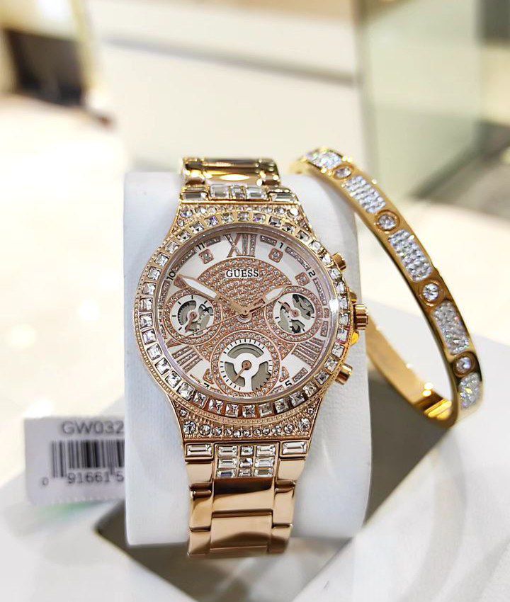 Guess Moonlight Montre multifonction à strass