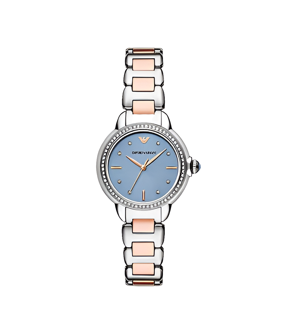 Montre Emporio Armani trois aiguilles, acier inoxydable, bicolore