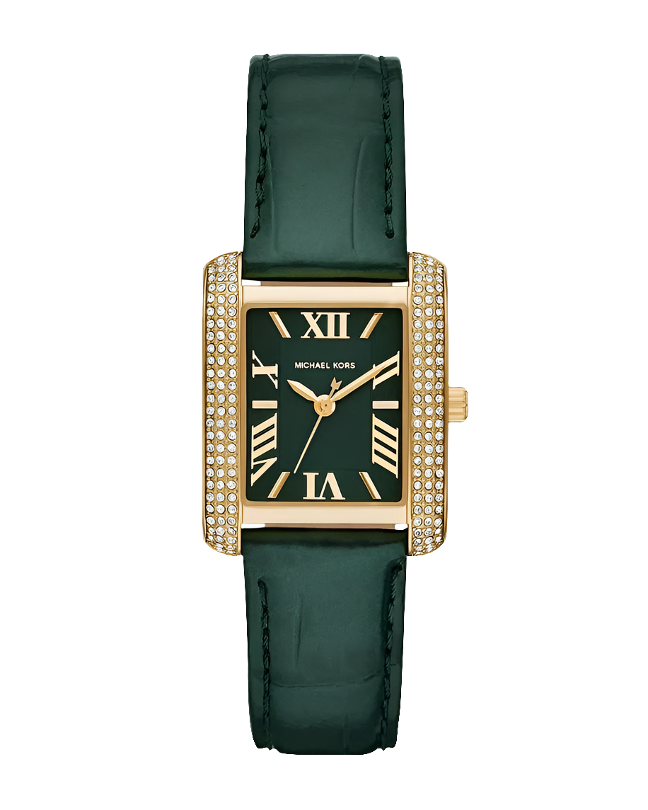 Michael Kors Women's Emery Three-Hand Crocodile-Embossed Leather Watch, Green, MK4697