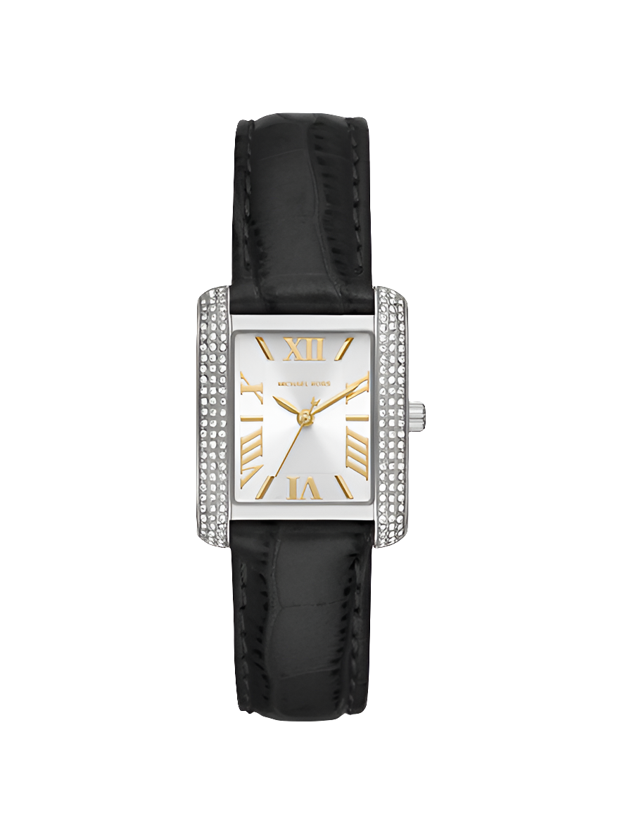 Michael Kors
Montre Emery miniature en cuir pavée argentée
