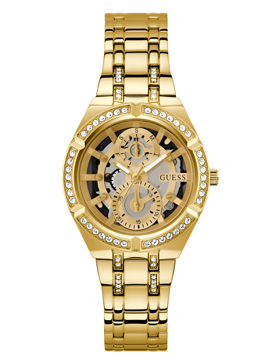 Guess Montre multifonctionnelle dorée découpée