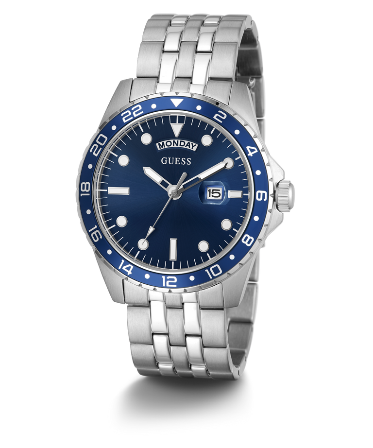 Montre GUESS pour homme avec affichage jour/date, ton argent