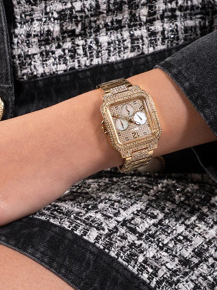 Montre multifonction GUESS pour femmes, ton or