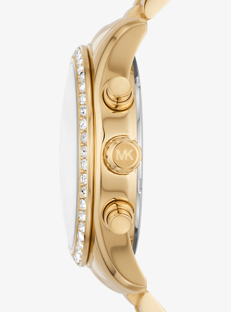 MK Montre Lexington dorée avec pavé de pierres