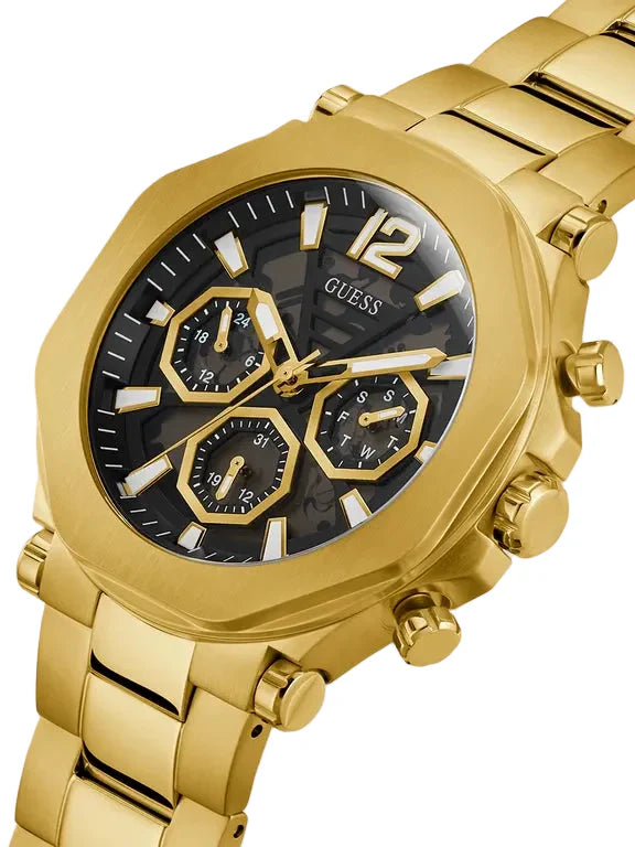 GUESS Montre homme multifonction doré, GW0539G2