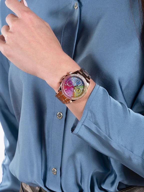 Montre Guess pour femme Sol, ton or rose