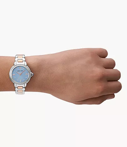 Montre Emporio Armani trois aiguilles, acier inoxydable, bicolore
