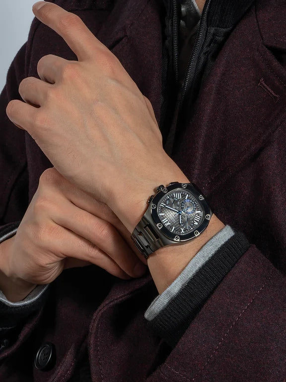 Montre multifonction GÛESS pour homme, couleur canon de fusil, GW0572G5