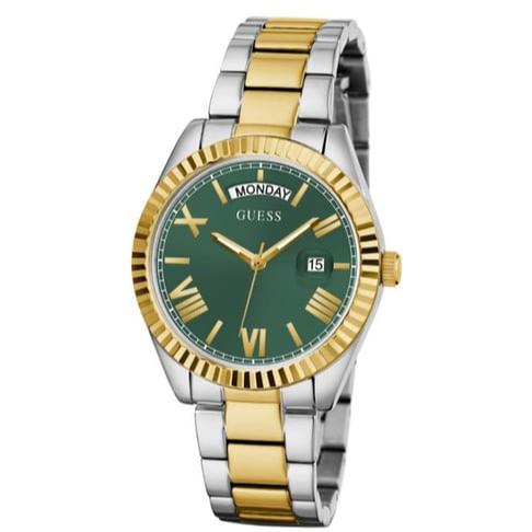 Montre Guess Luna à quartz pour femme, cadran vert et bracelet en acier bicolore - GW0308L5