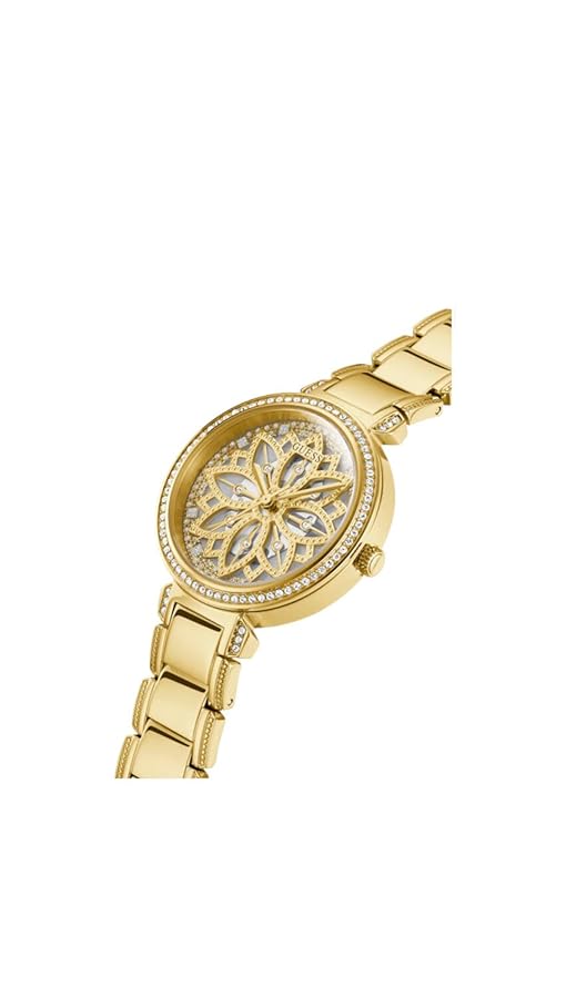 Guess US Montre analogique florale dorée pour femme
