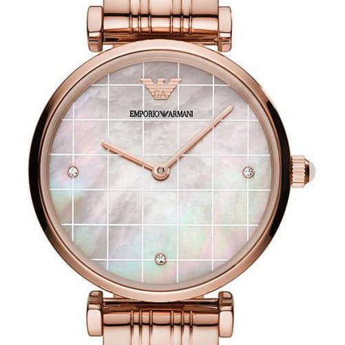 Montre Emporio Armani AR11385 en acier inoxydable rose doré à deux aiguilles