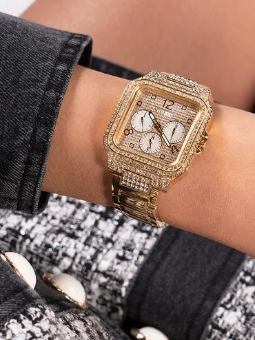 Montre multifonction GUESS pour femmes, ton or