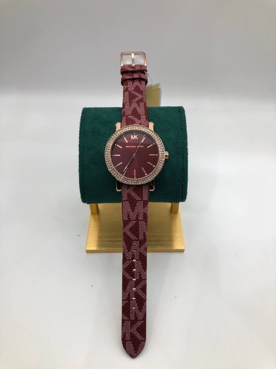 Women's Michael Kors Curie Watch, Red Dial and Red Leather Strap, Crystals - MKO1025