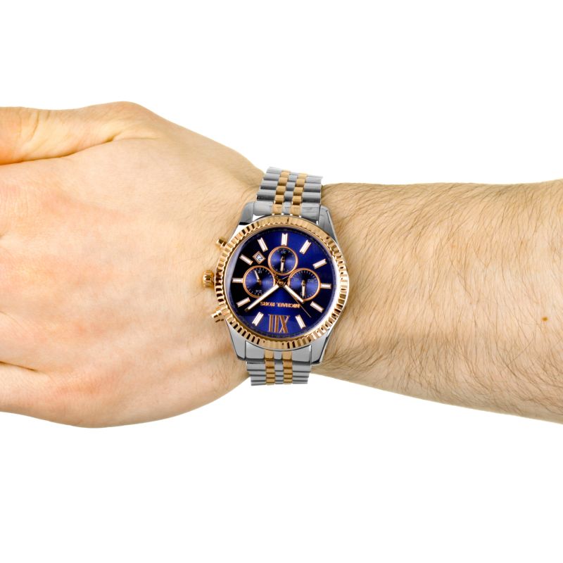 Michael Kors Lexington Montre homme à cadran bleu et bracelet en acier deux tons - MK8412
