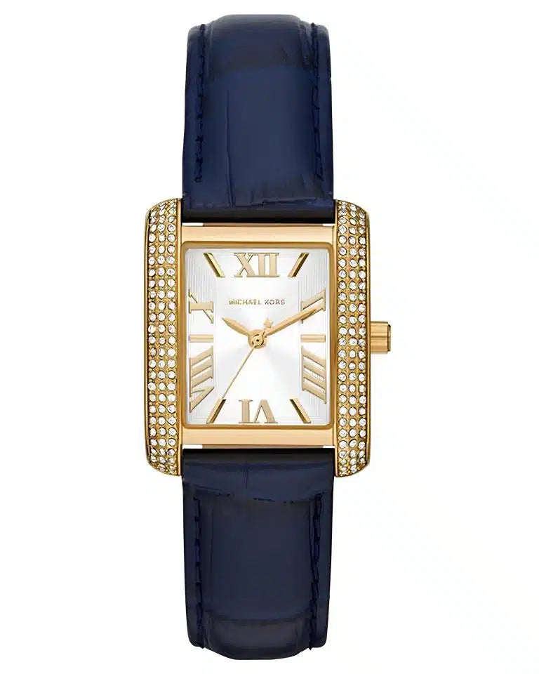 Michael Kors Montre Emery trois aiguilles en cuir façon croco bleu marine MK2982