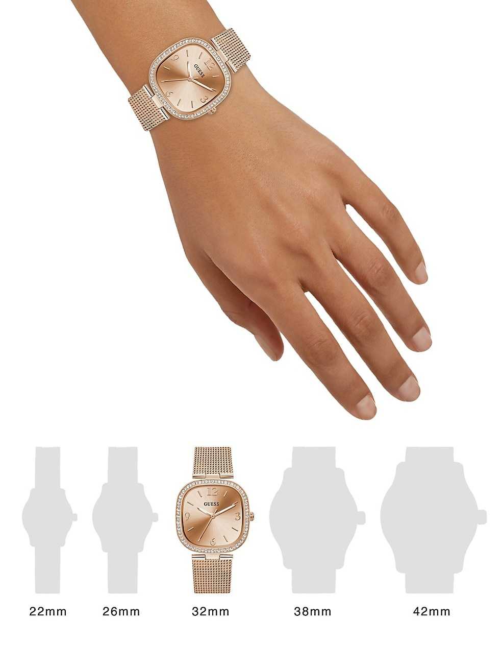 Guess Montre analogique à mailles milanaises rose doré