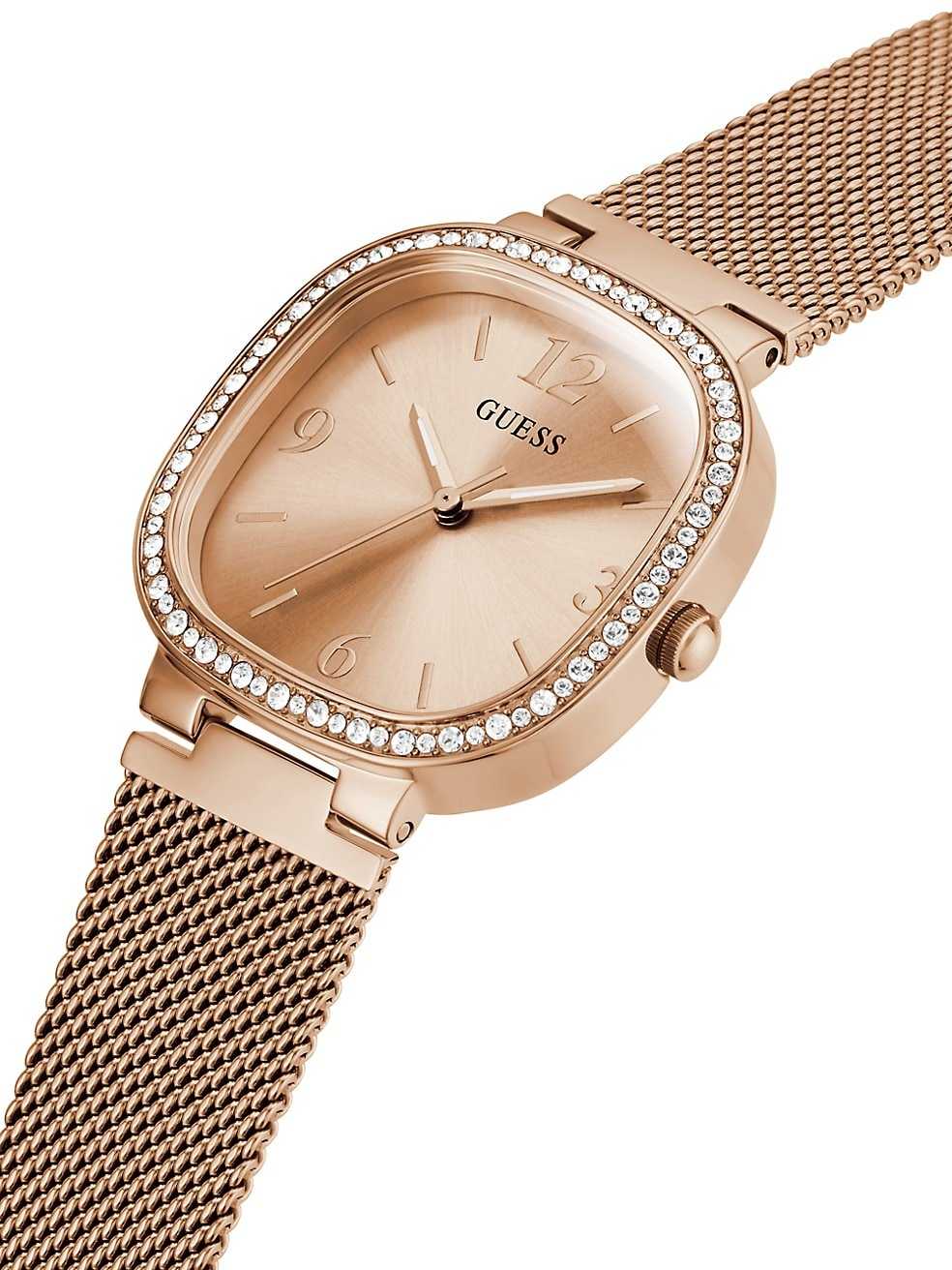 Guess Montre analogique à mailles milanaises rose doré