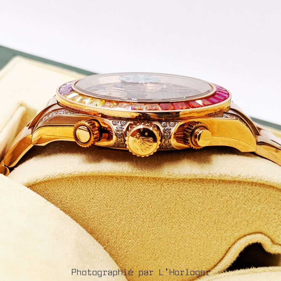 RLX Daytona or rose arc-en-ciel diamants