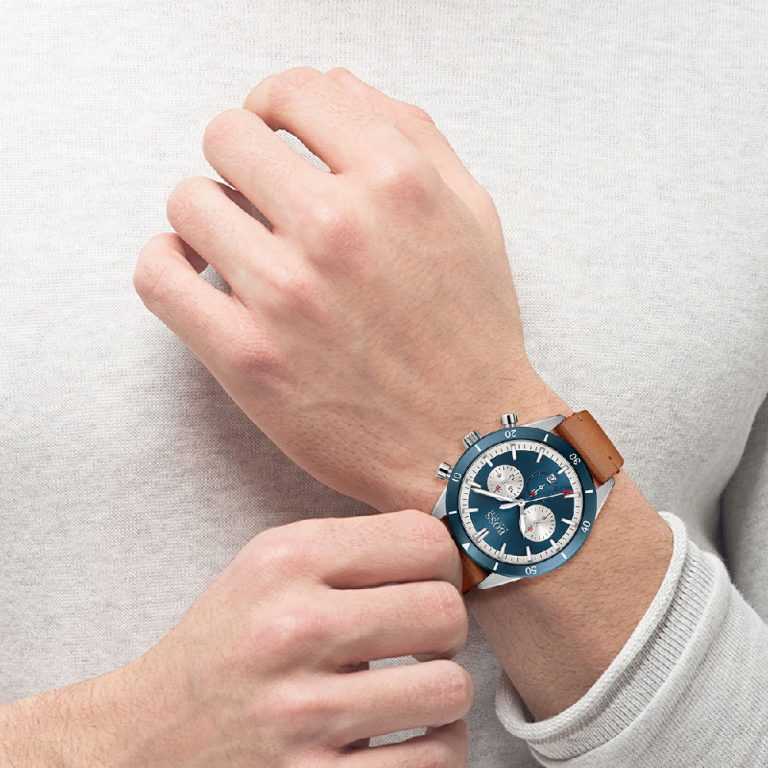 Hugo Boss Santiago pour homme en cuir tabac