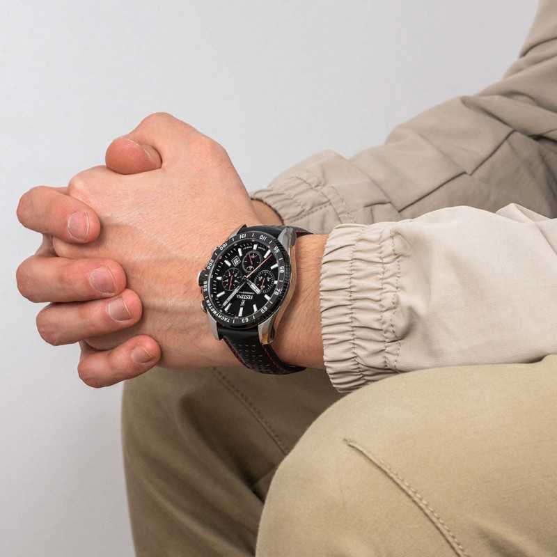 Montre Festina F20561/4 noire, bracelet cuir, homme
