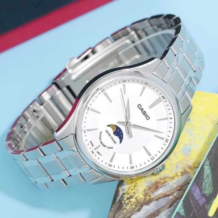 Montre C@sio Phase de Lune pour homme avec cadran blanc