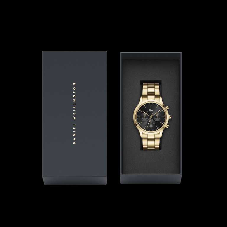 Daniel Wellington Montre chronographe Iconic Link Onyx pour homme
