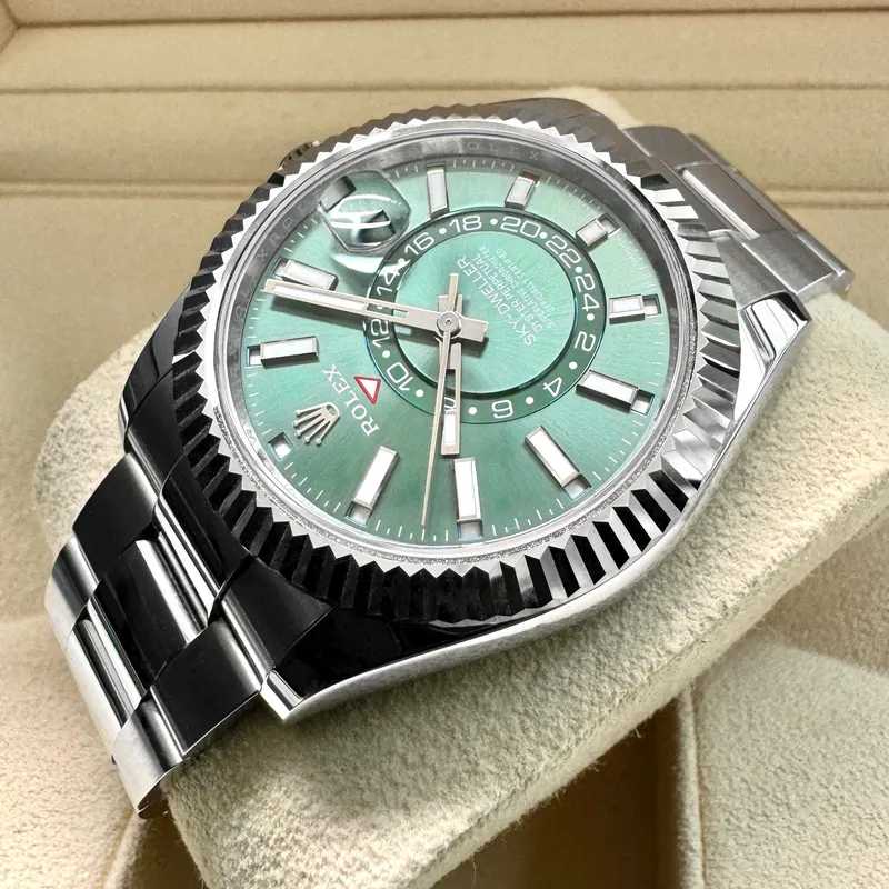 RLX Sky-Dweller Oyster Argenté Vert