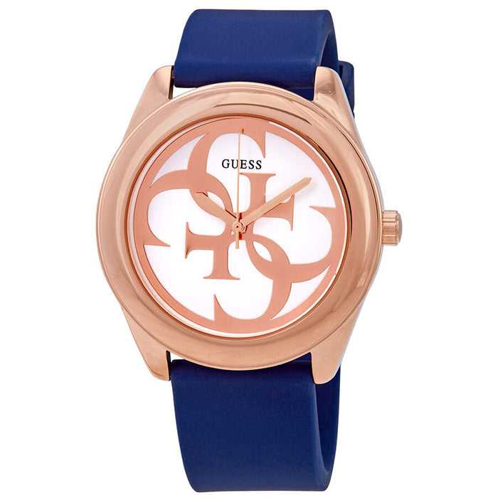 Guess 
g-twist silver dial blue silicone ladies watch w0911l6