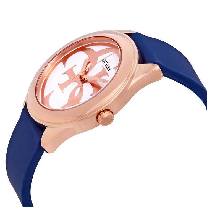Guess 
g-twist silver dial blue silicone ladies watch w0911l6