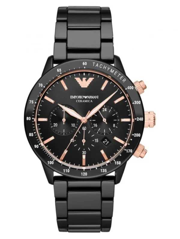 Montre chronographe Emporio Armani Ceramica noire pour homme