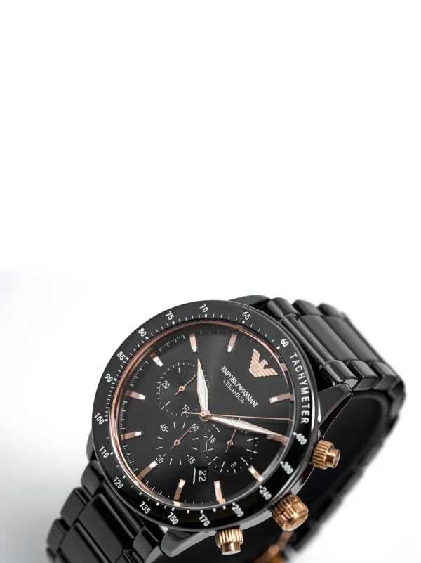 Montre chronographe Emporio Armani Ceramica noire pour homme