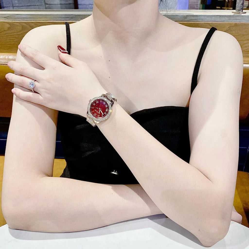 Montre Femme Michael Kors Tibby Multifonction avec Cristaux Cadran Marron Bracelet en Acier Rose Doré - MK4685