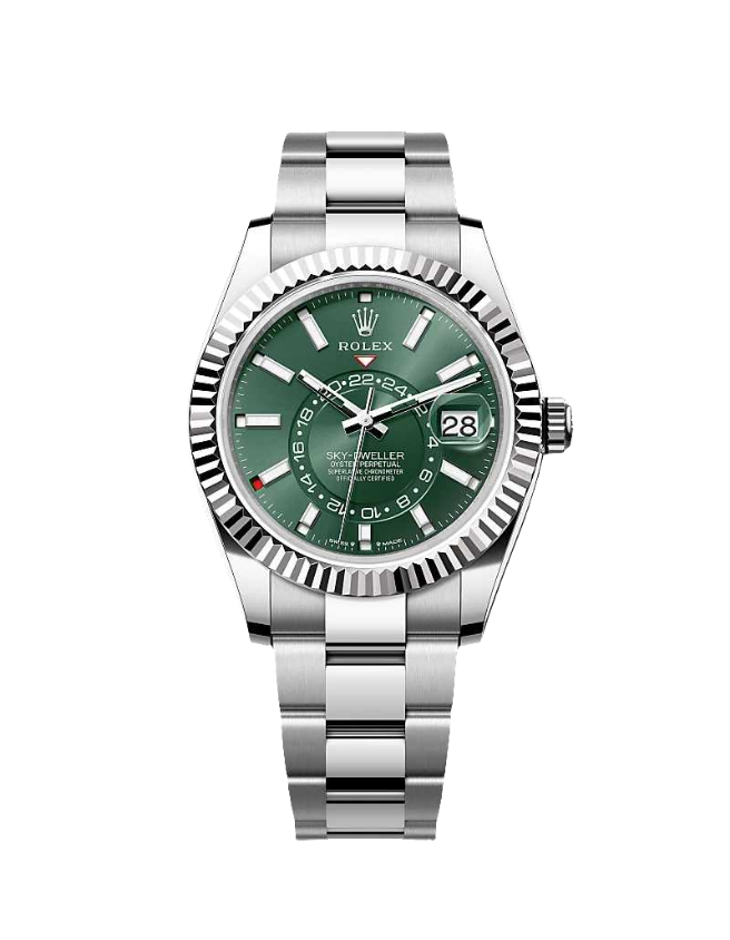 RLX Sky-Dweller Oyster Argenté Vert