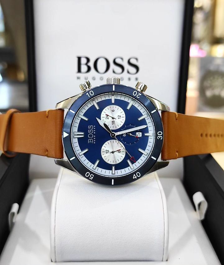 Hugo Boss Santiago pour homme en cuir tabac
