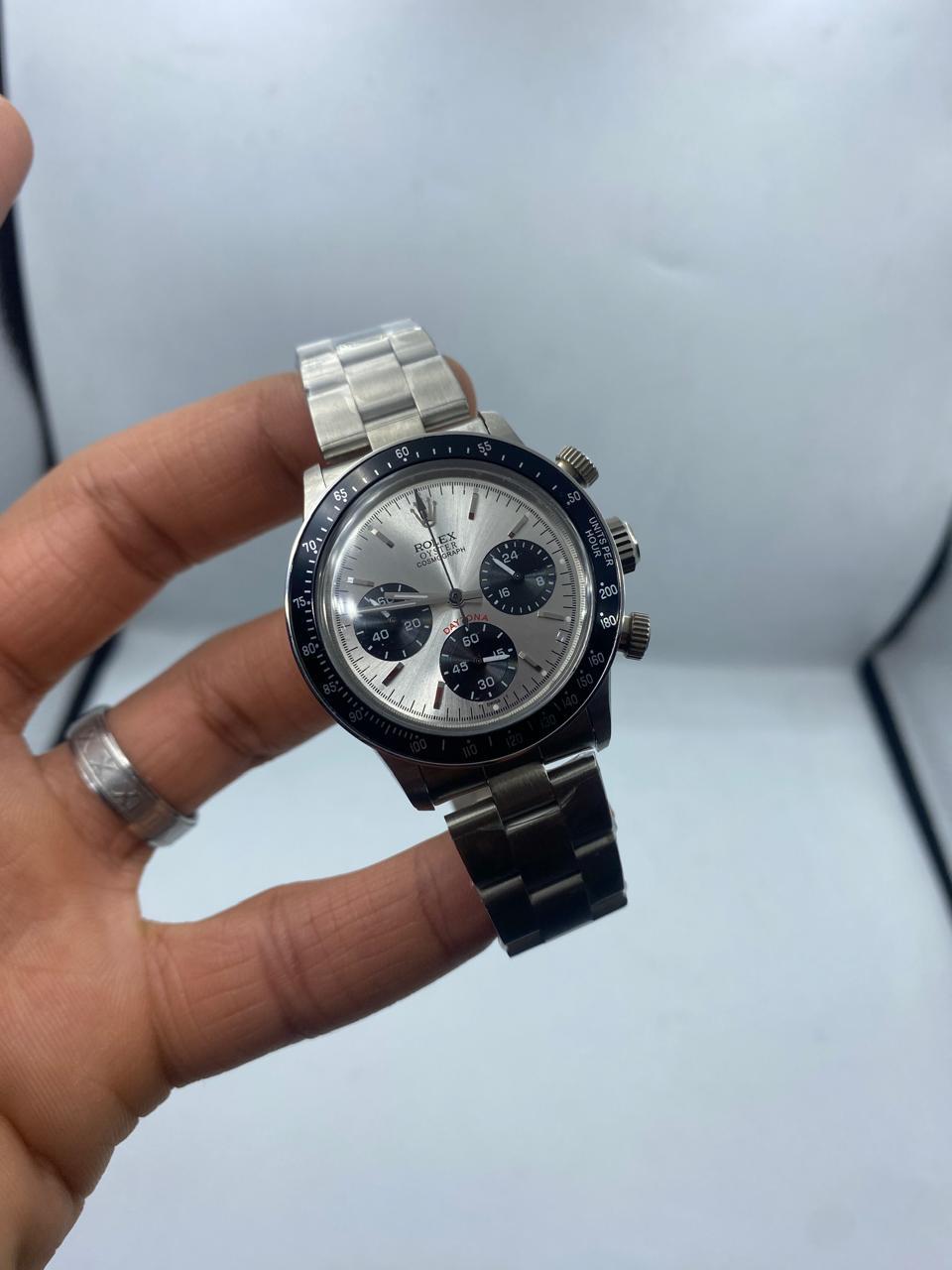 Montre RLX Daytona 6263 vintage à remontage manuel grande taille en acier inoxydable, cadran rouge