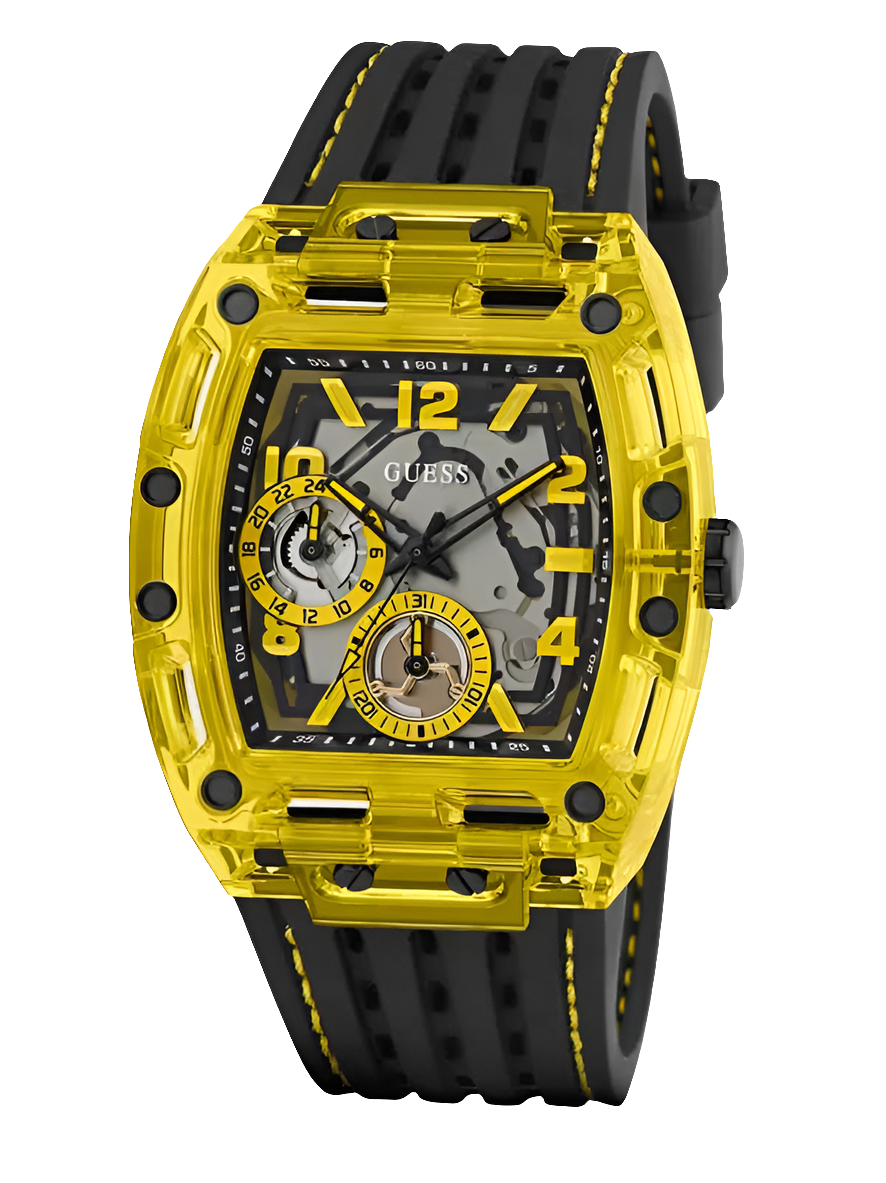 Montre multifonction GSS pour homme, noire et jaune