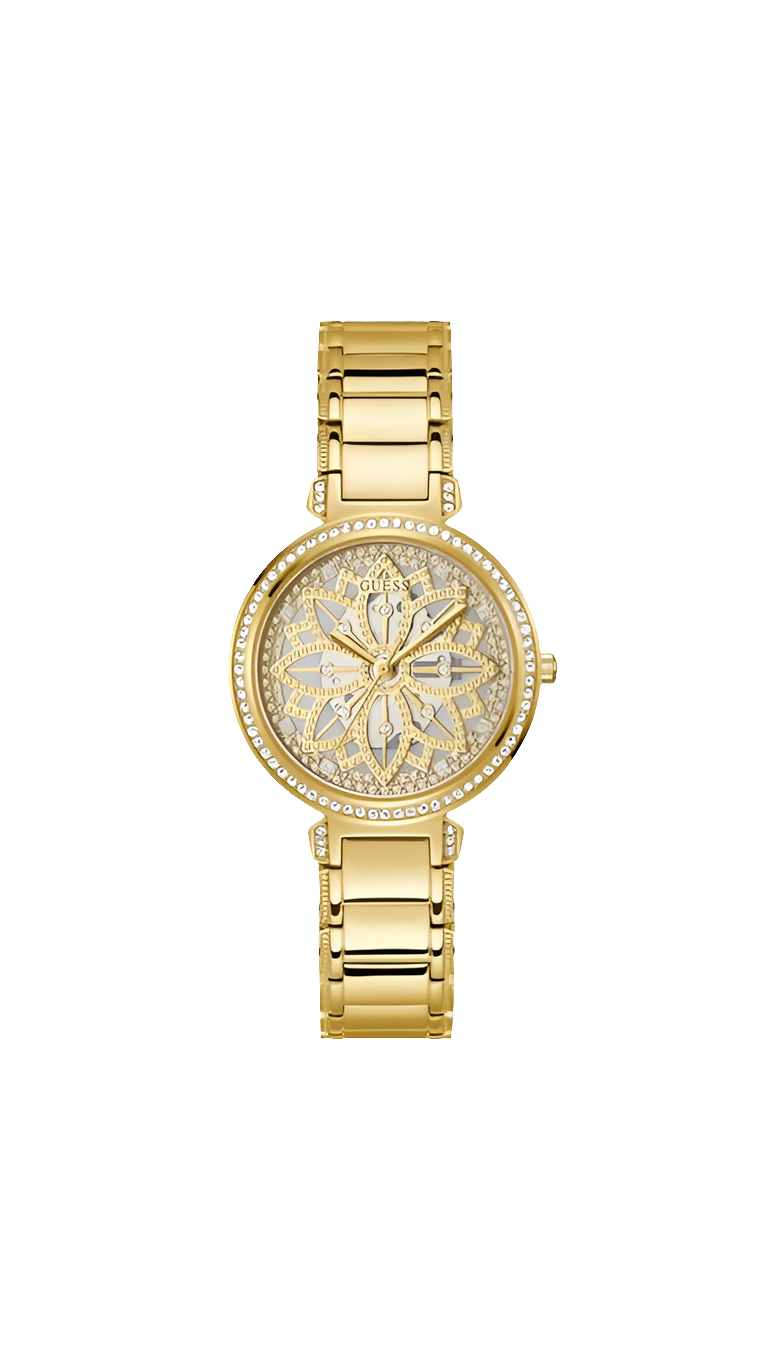 Guess US Montre analogique florale dorée pour femme