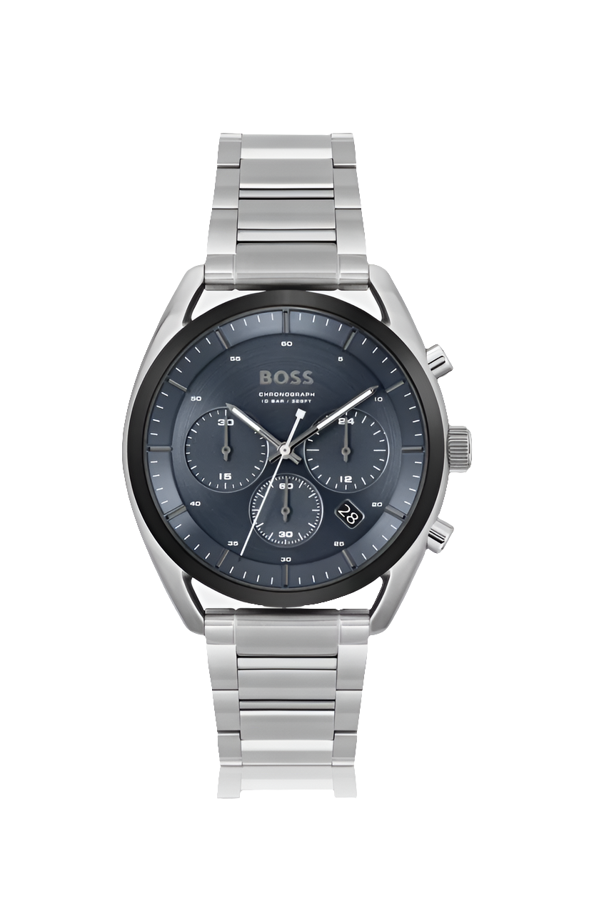 Boss Chronograph Watch with Blue Dial and Link Bracelet