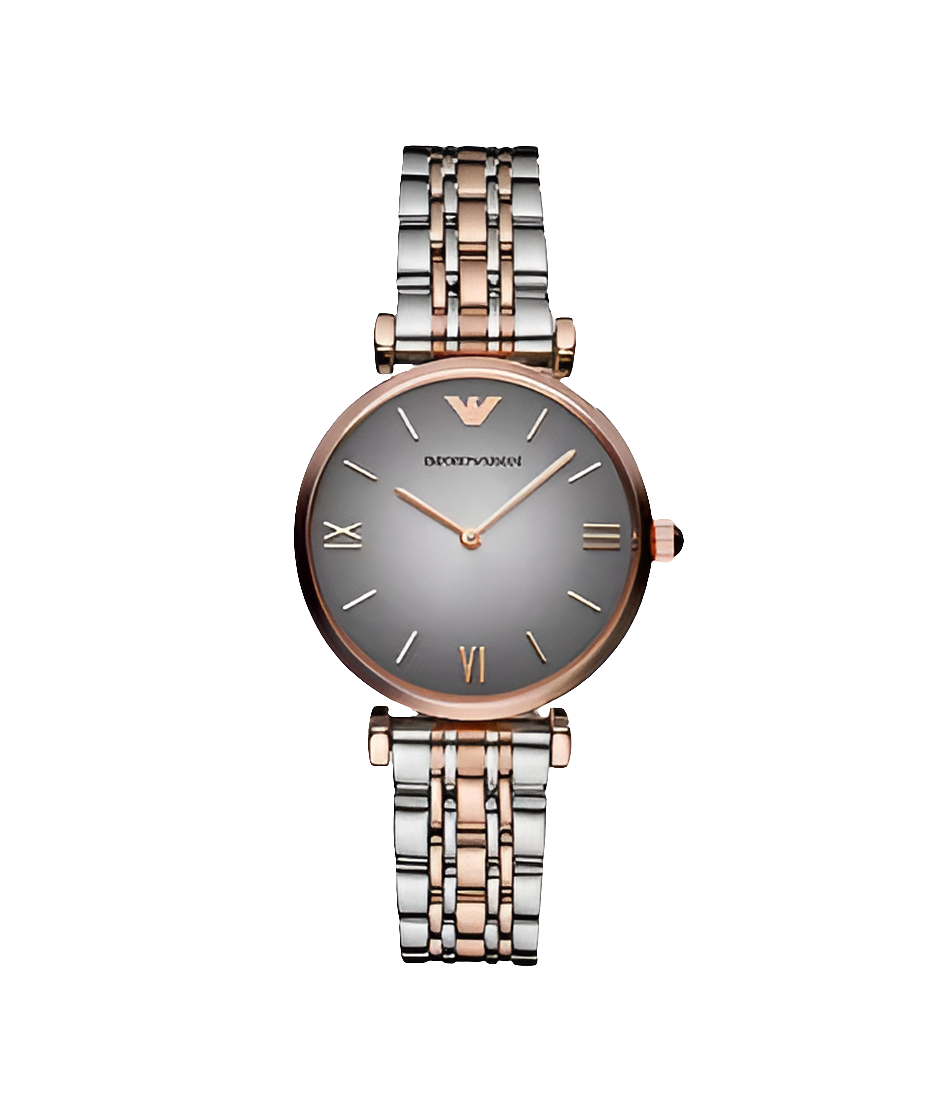 Montre bicolore Emporio Armani à deux aiguilles en acier inoxydable pour femme