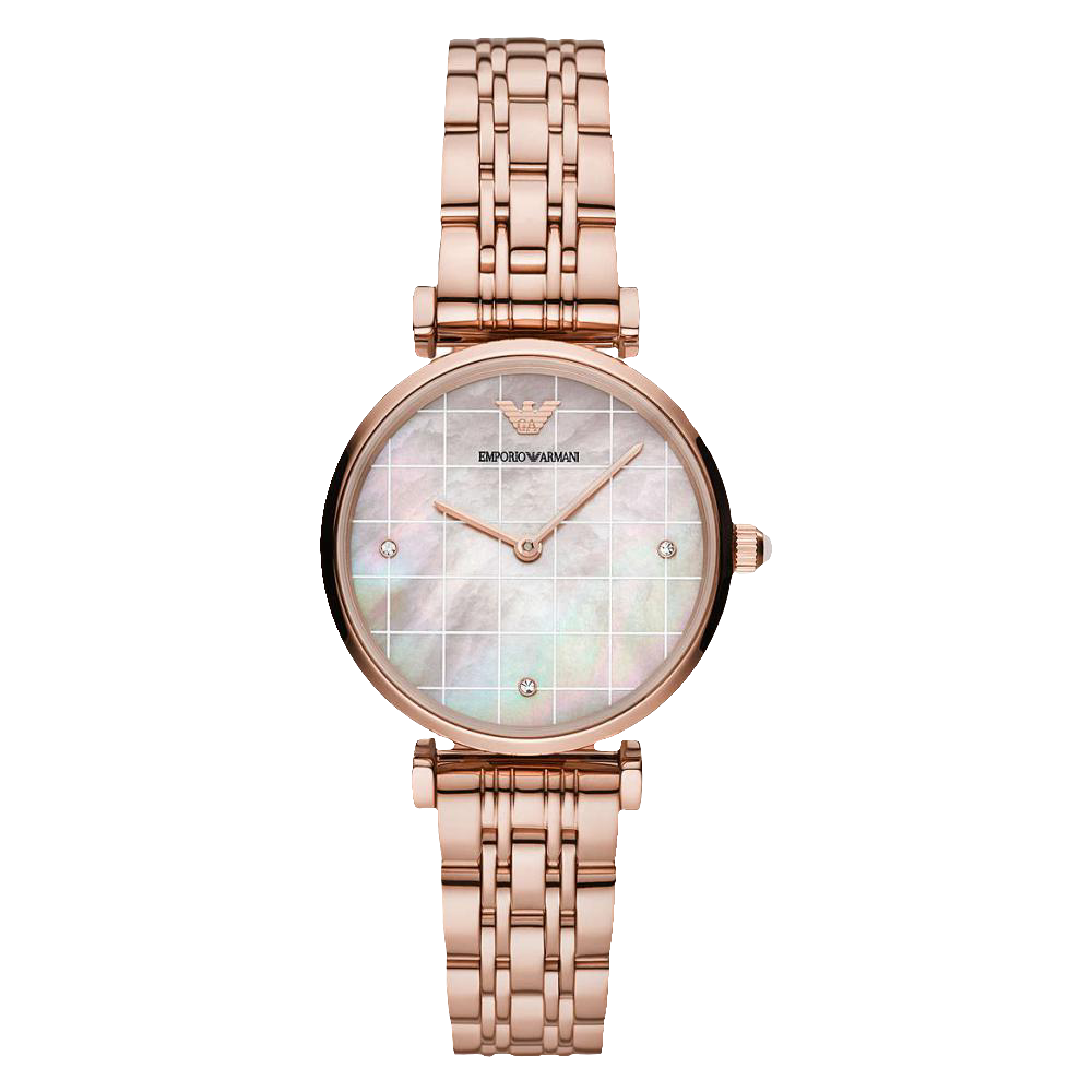 Montre Emporio Armani AR11385 en acier inoxydable rose doré à deux aiguilles